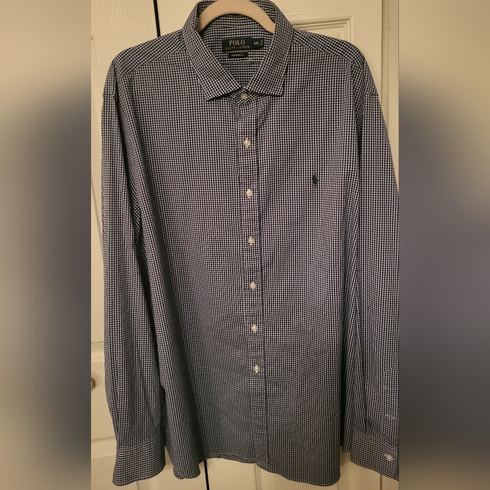 Polo by Ralph Lauren Performance Navy/White Small Check Button-Down Shirt XXL